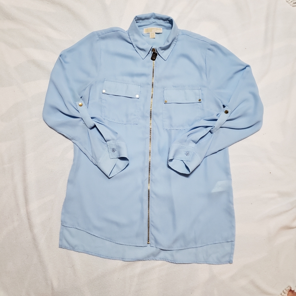MICHAEL Michael Kors Blue Zip Up Shirt